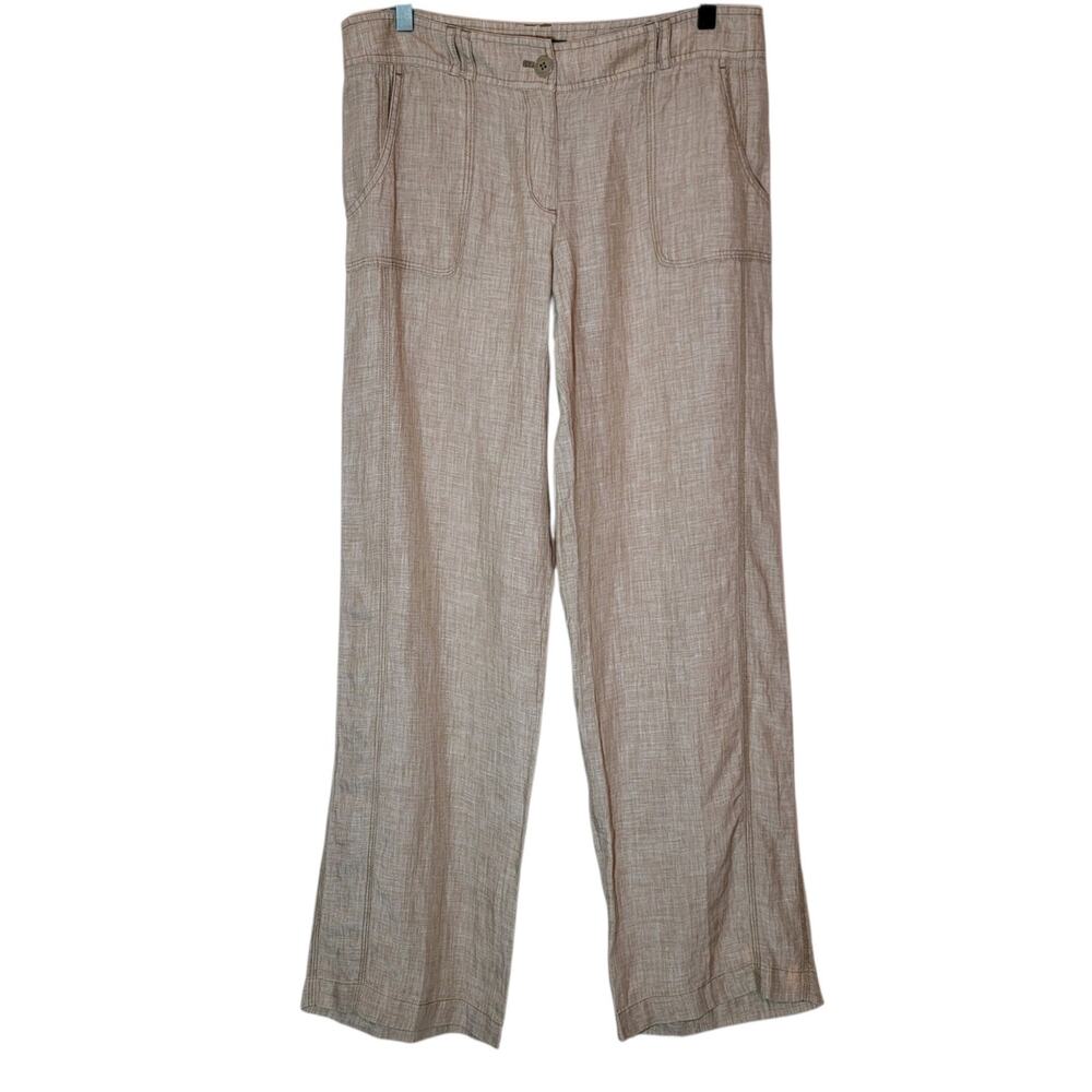 Tommy Bahama Linen Straight Leg Mid Rise Relaxed Tan Pants Relaxed 8 Resort